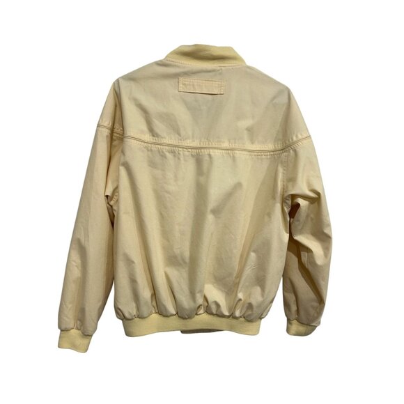 Vintage Windbreaker Ivory Bomber Jacket Zip Pockets and Ribbed Hem SZ Medium - Picture 2 of 9